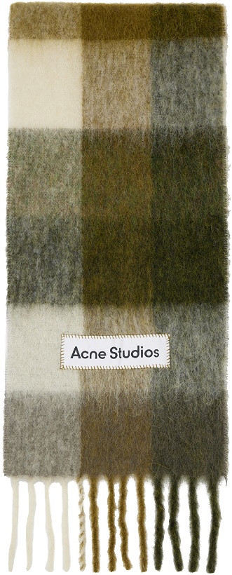 Photo: Acne Studios Green & Taupe Checked Scarf