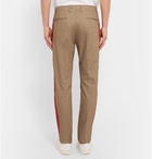 Valentino - Slim-Fit Stripe-Trimmed Cotton-Blend Trousers - Men - Beige