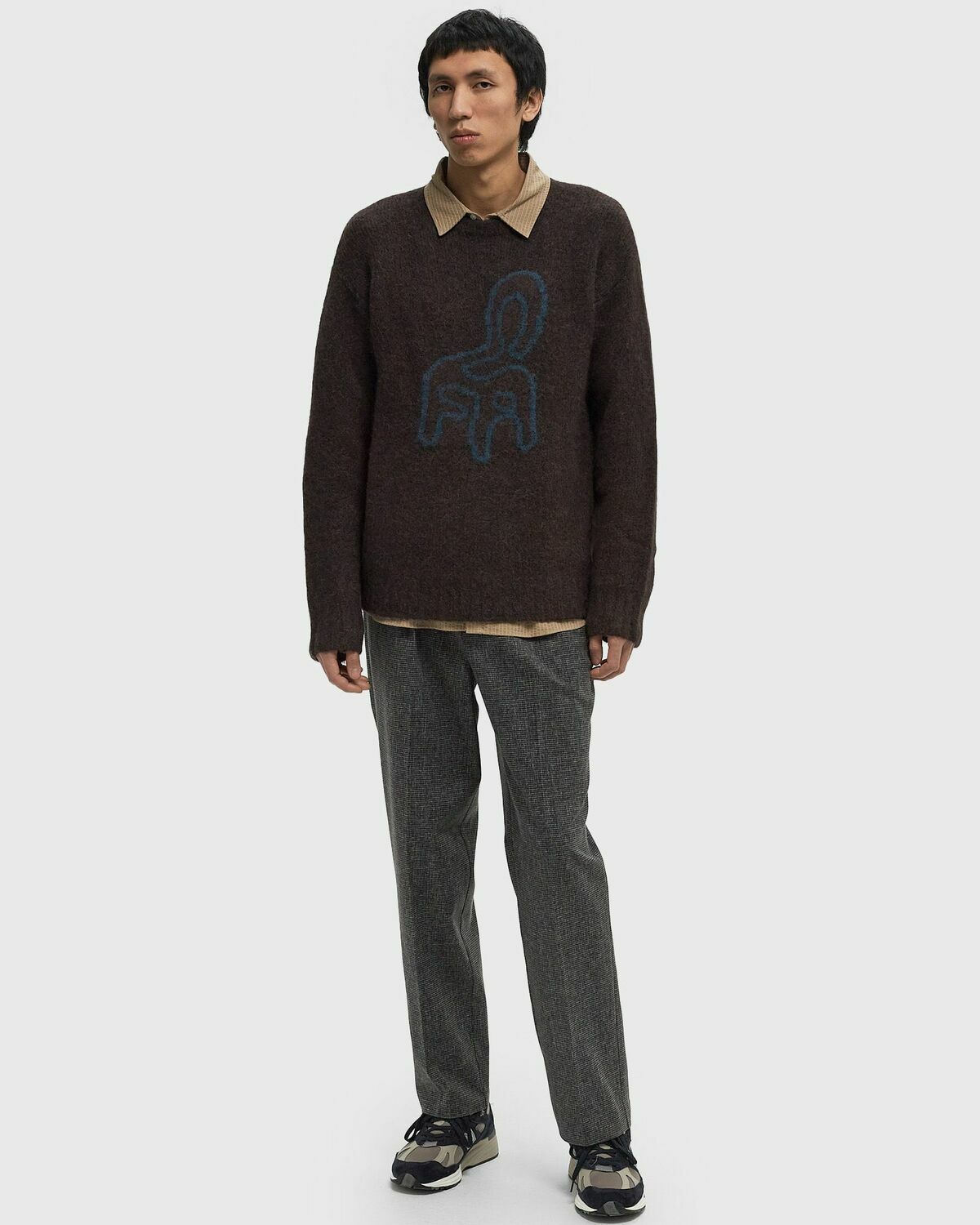 ØLÅF CHAIR LOGO CREWNECK KNIT Brown Mens Pullover