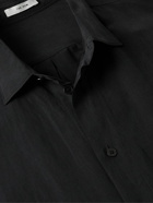 The Row - Lukre Oversized Silk and Linen-Blend Voile Shirt - Black
