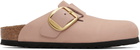 Birkenstock Pink Narrow Boston Big Buckle Slip-on Loafers
