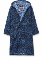 Missoni Home - Striped Cotton-Terry Jacquard Hooded Robe - Blue