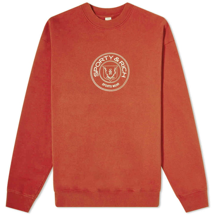 Photo: Sporty & Rich Men's Monaco Crew Sweat in Rust/White