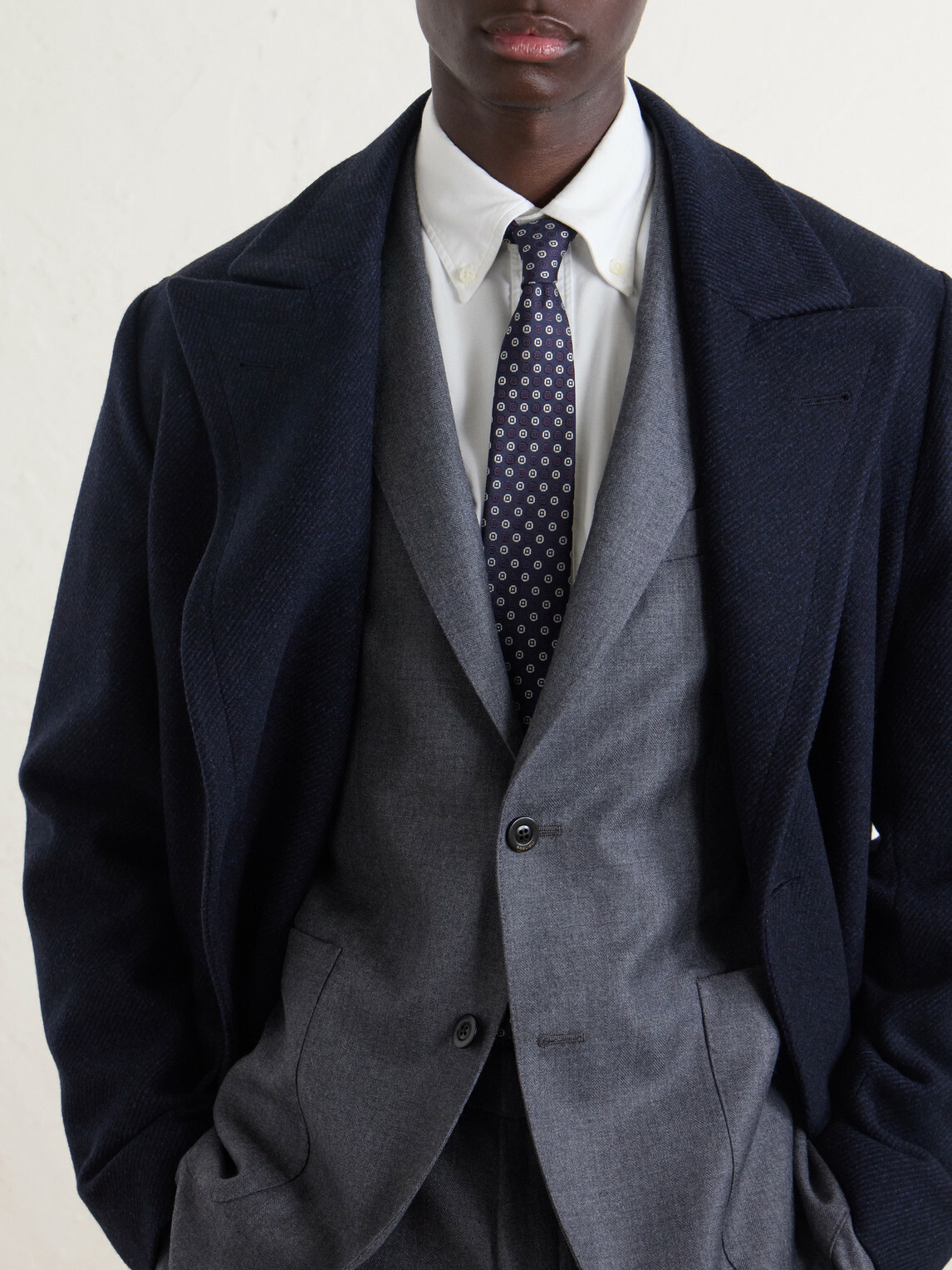 Boglioli - Double-Breasted Herringbone Virgin Wool Suit Jacket - Gray