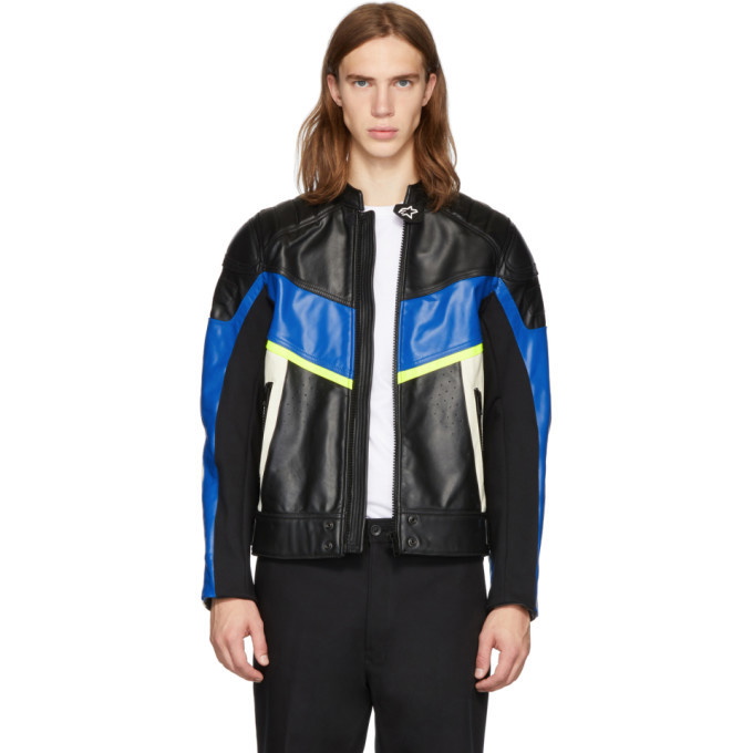 Photo: Diesel Black and Blue Leather Astars-LDUE Jacket