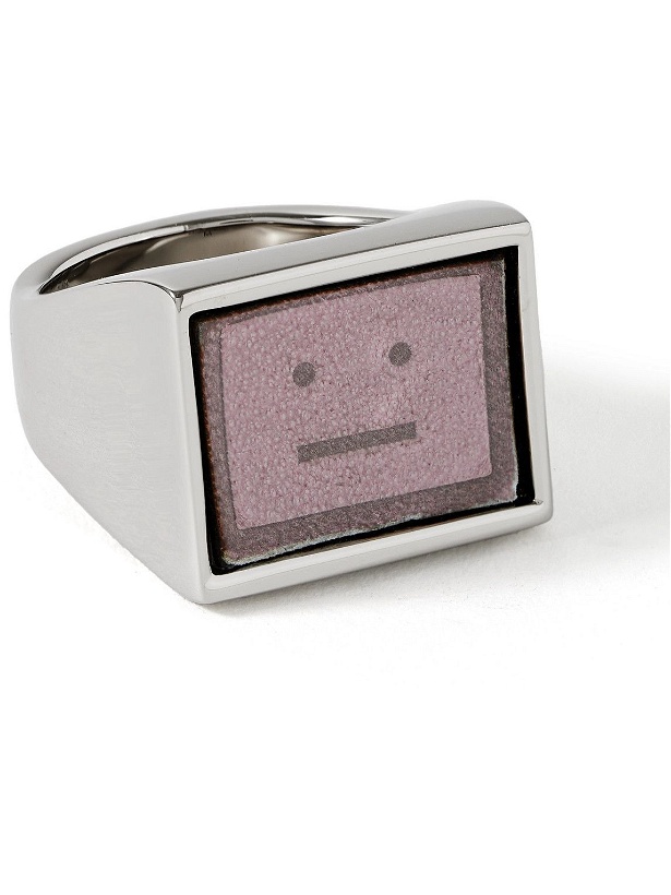 Photo: Acne Studios - Silver-Tone and Leather Signet Ring - Silver