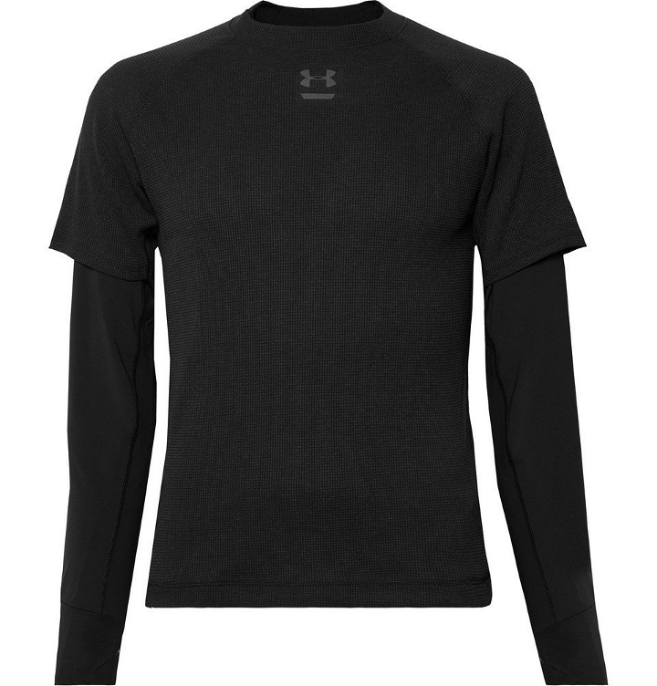 Photo: Under Armour - Run Layered Microthread and Waffle-Knit Top - Men - Black