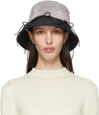 KARA Black Crystal Mesh Bow Bucket Hat