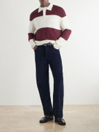 A.P.C. - Logo-Embroidered Striped Virgin Wool Polo Sweater - Burgundy