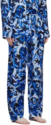 Versace Underwear Blue Silk Baroccoflage Lounge Pants
