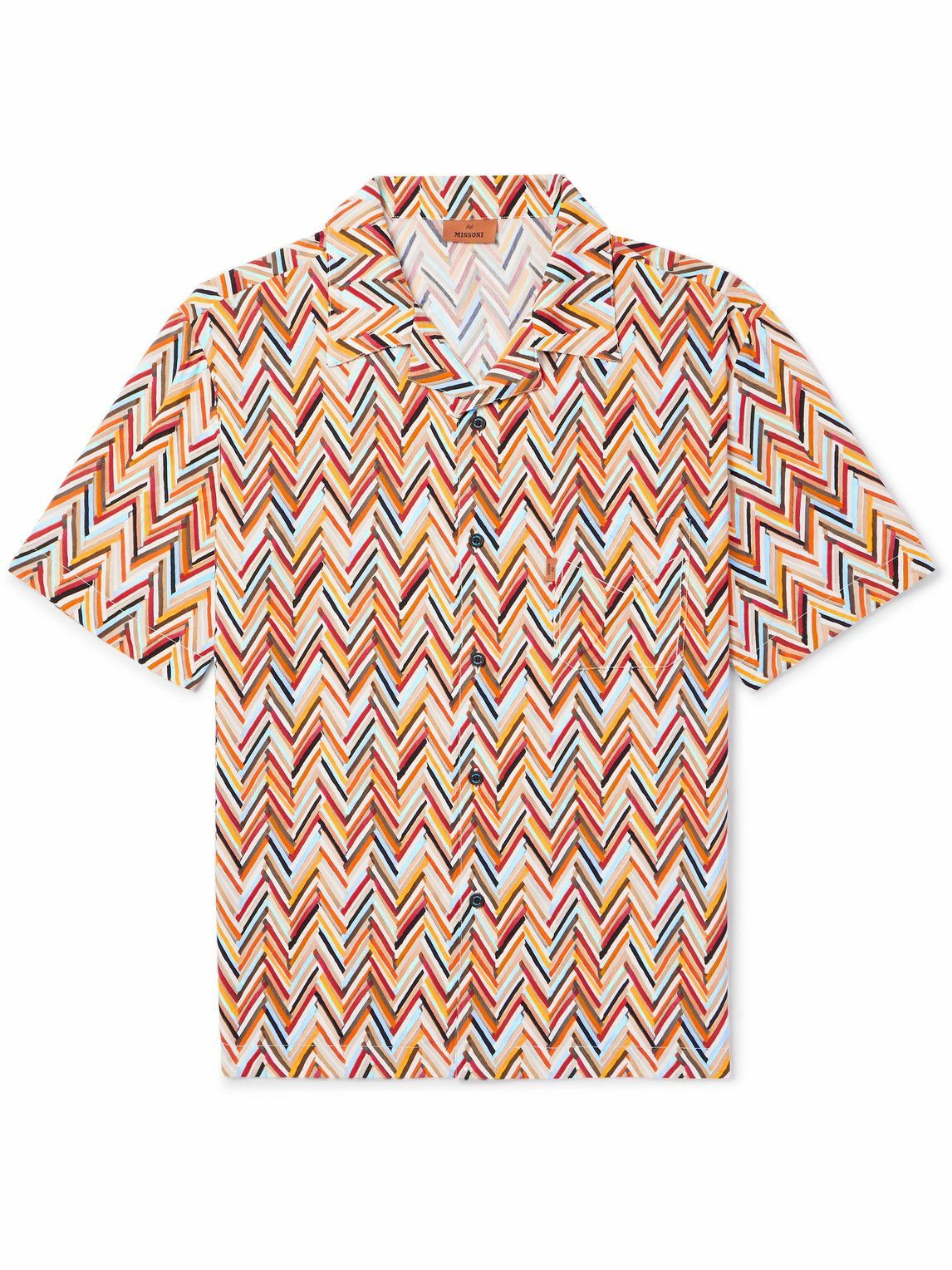 Missoni - Camp-Collar Printed Woven Shirt - Orange Missoni