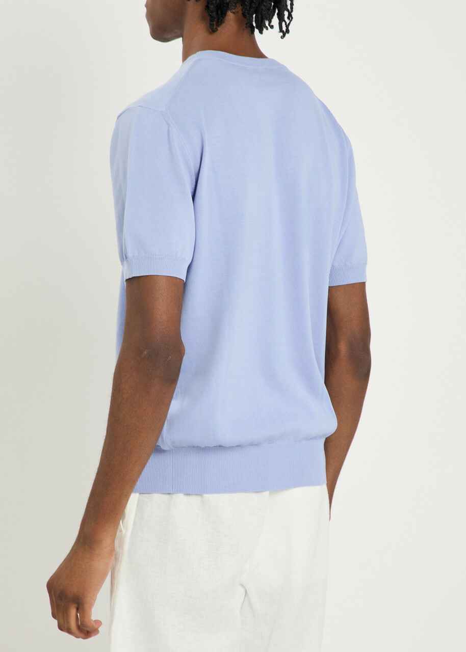 Canali Fine Cotton-knit T-shirt Light Blue