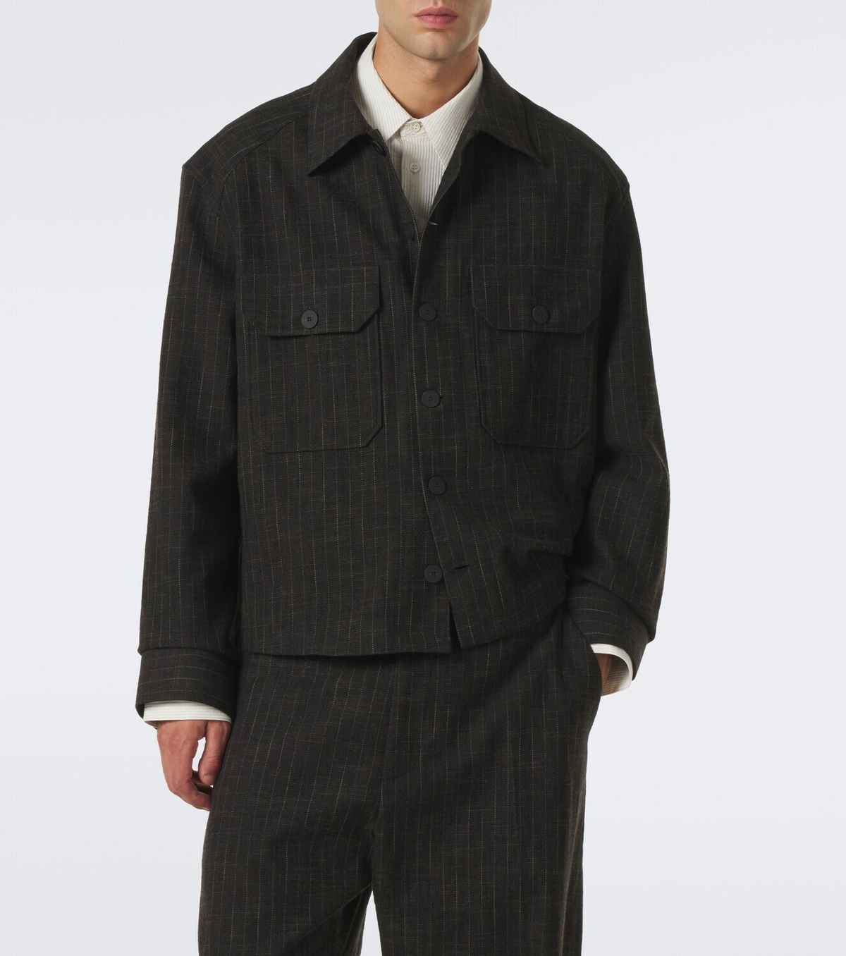 Studio Nicholson Kelver striped cotton and wool-blend jacket