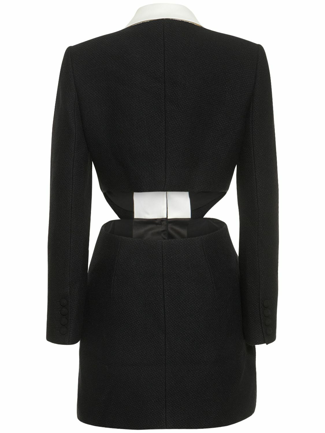 SELF-PORTRAIT - Tuxedo Textured Woven Mini Dress Self-Portrait