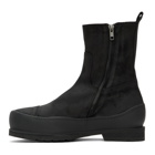 Ann Demeulemeester Black Greased Suede Zip-Up Boots