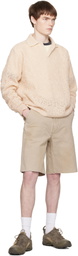 COOR Off-White Crochet Collar Knit Polo