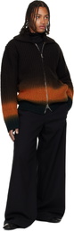 sacai Brown Garment-Dyed Wool Cardigan