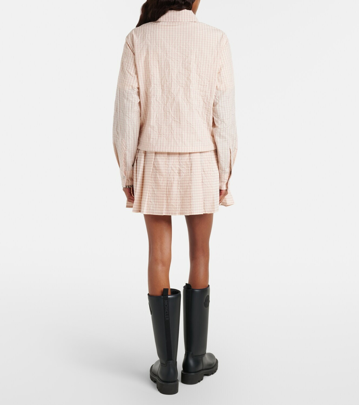 Moncler Checked pleated cotton-blend miniskirt
