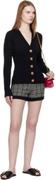Balmain Black Buttoned V-Neck Light Knit Cardigan