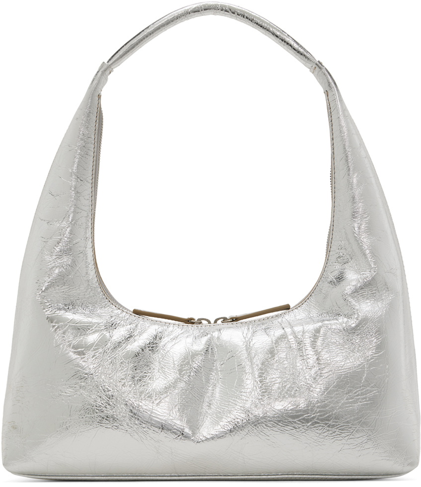 Marge Sherwood Silver Medium Crinkled Shoulder Bag Marge
