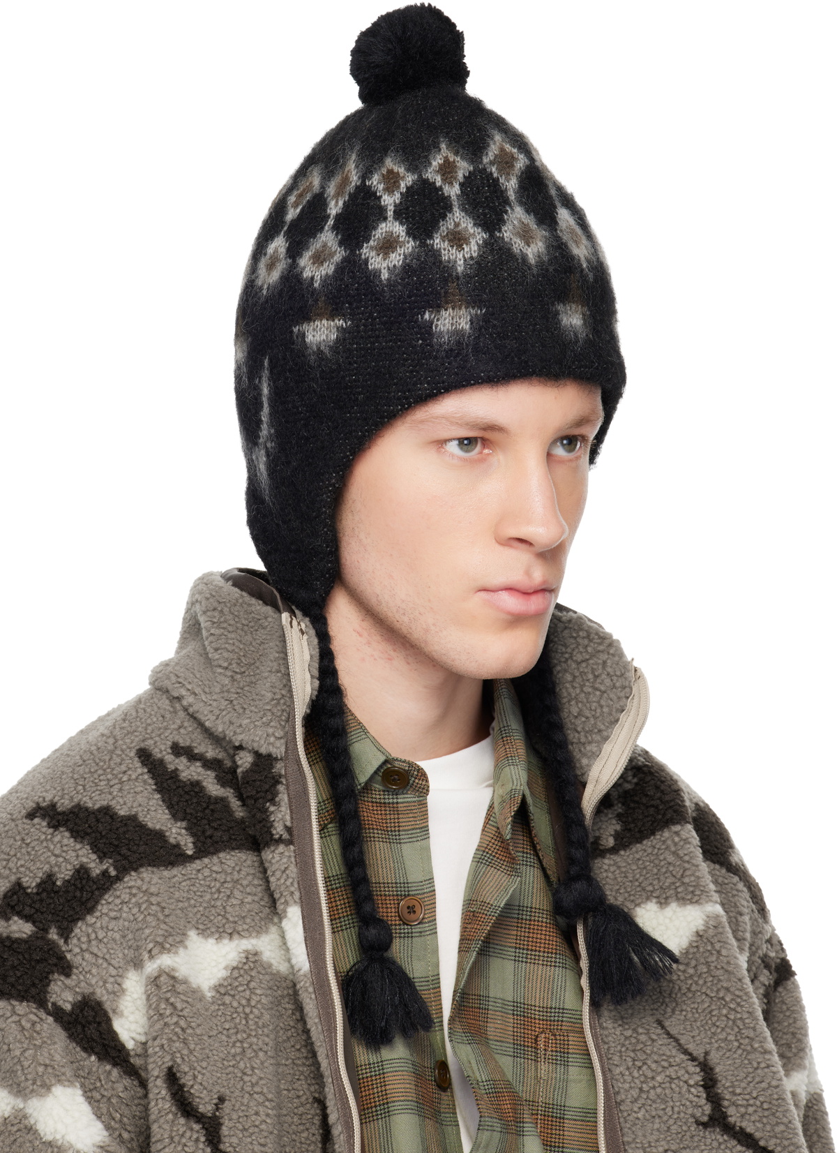 South2 West8 Black Mohair Knit Beanie
