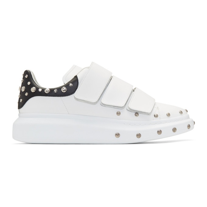 Photo: Alexander McQueen White and Black Studded Straps Oversized Sneakers