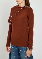 Rabanne Asymmetric Wool Jumper Rust