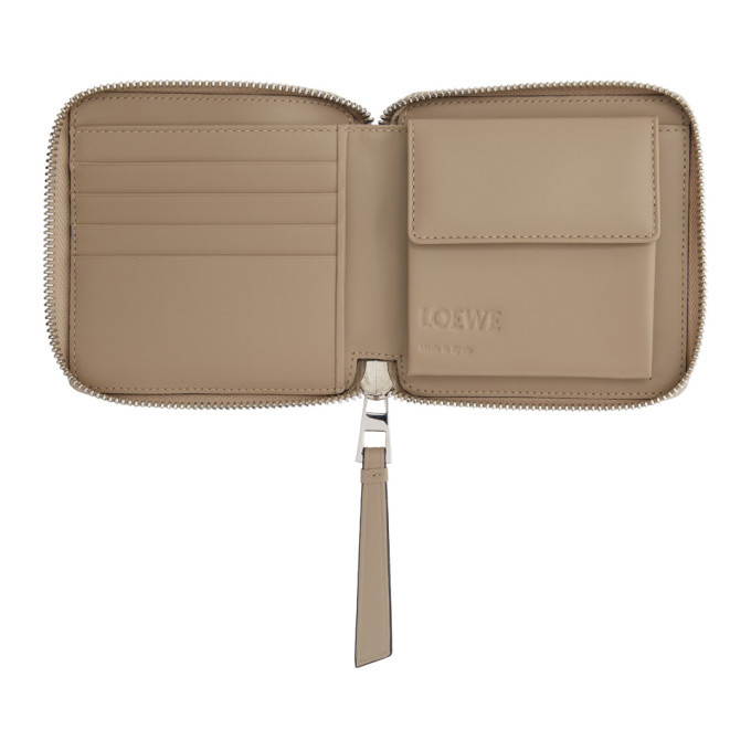 Loewe Green and Beige Puzzle Square Zip Wallet Loewe