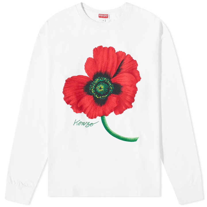 Photo: Kenzo Paris Men's Kenzo Long Sleeve Floral Print T-Shirt in White