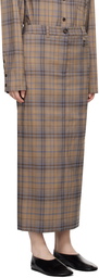 LOW CLASSIC Beige Check Maxi Skirt