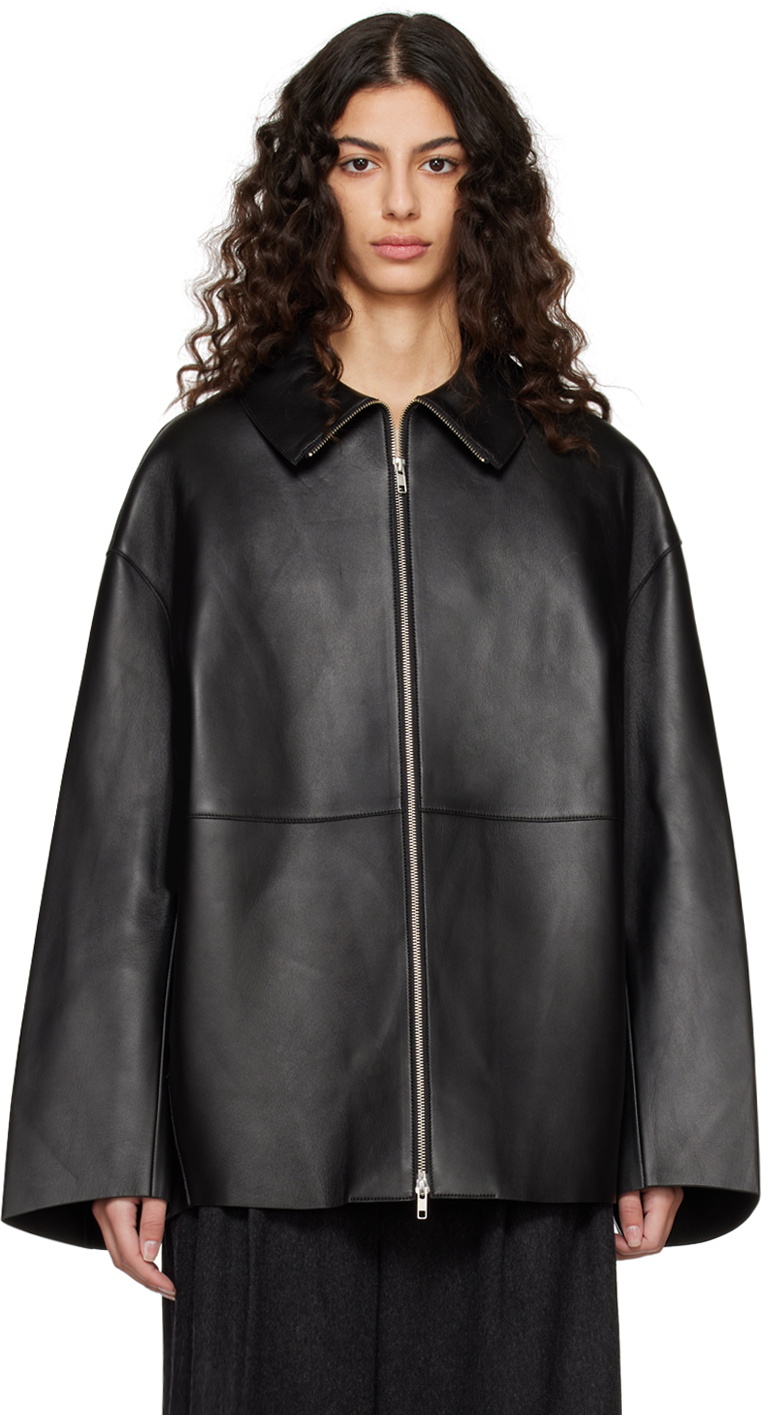 Teurn Studios SSENSE Exclusive Black Bonded Leather Jacket