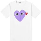 Comme des Garçons Play Men's Red Heart Colour Heart T-Shirt in White/Red/Purple