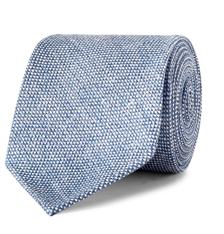 Photo: Drake's - 7.5cm Linen and Silk-Blend Tie - Blue