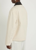 Lemaire Leather Collar Cotton Jacket Ivory