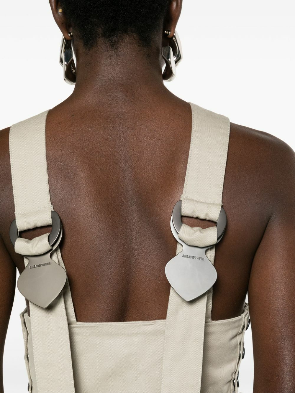 Sinead O'Dwyer Neutral Criss-Cross Crop Top