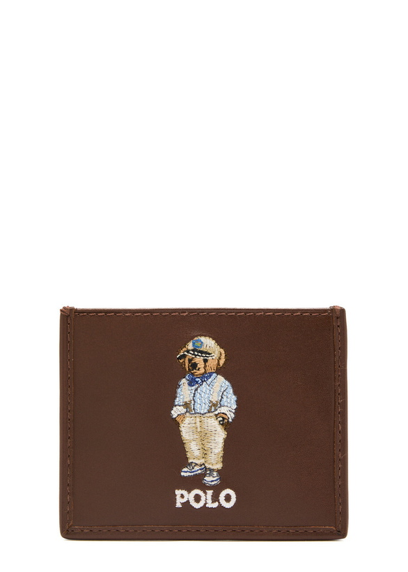 Photo: Polo Ralph Lauren Bear Leather Card Holder - Brown - One Size | Sale for Rewards Members