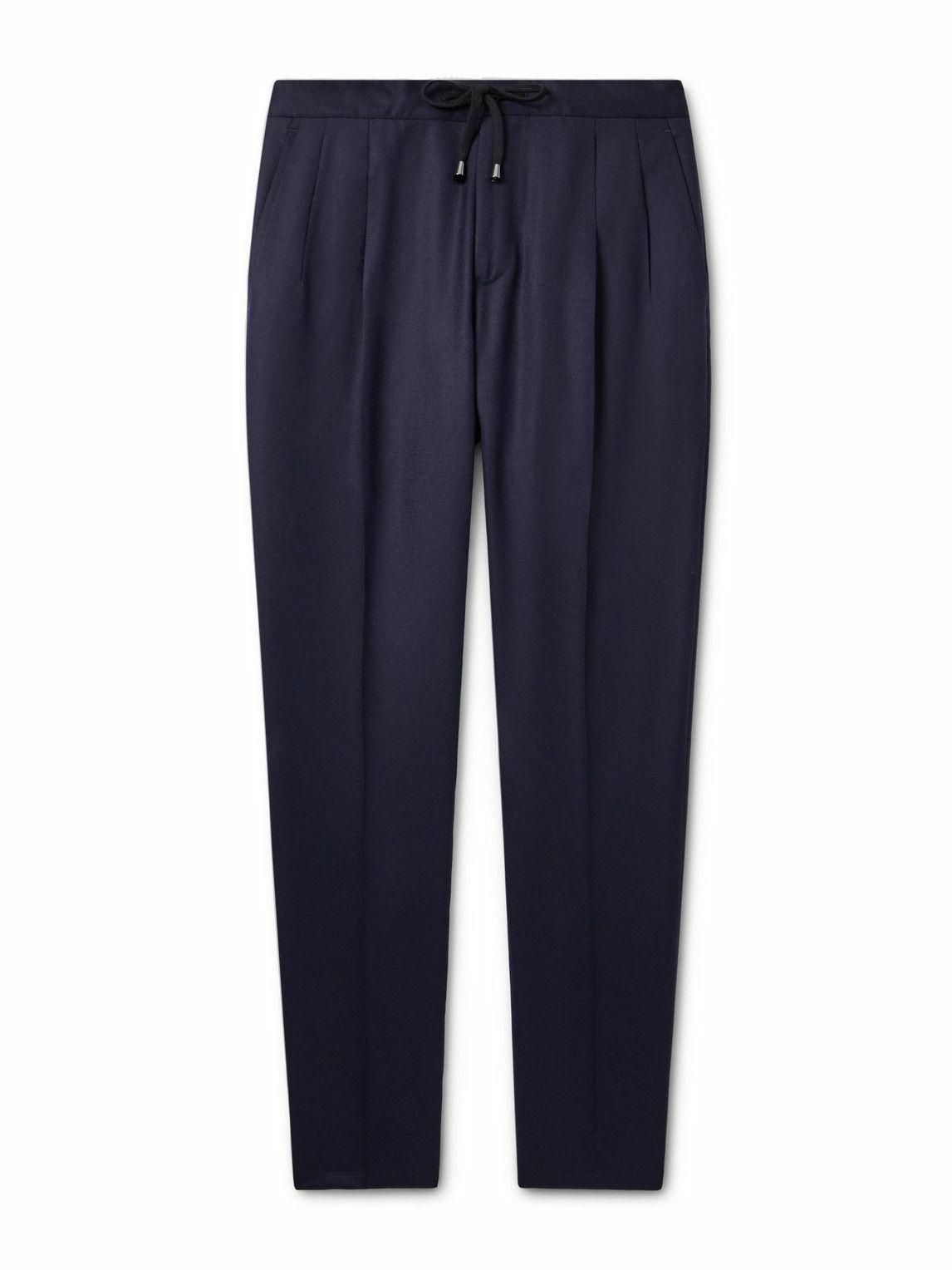 De Petrillo - Straight-Leg Wool-Blend Drawstring Trousers - Blue