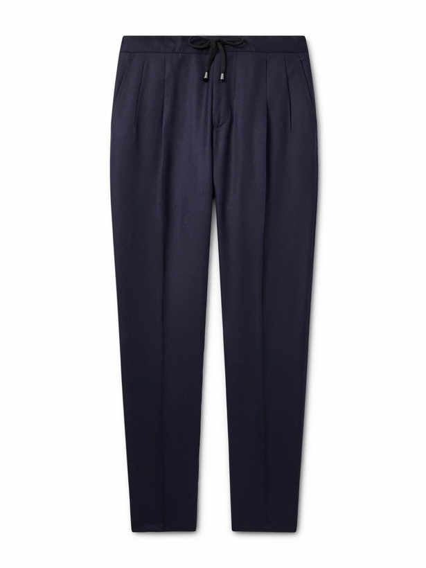 Photo: De Petrillo - Straight-Leg Wool-Blend Drawstring Trousers - Blue