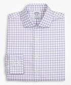 Brooks Brothers Men's Stretch Regent Regular-Fit Dress Shirt, Non-Iron Twill English Collar Grid Check | Lavender