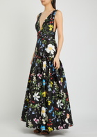 Alice + Olivia Lila Floral Print Tiered Stretch-cotton Gown Multicoloured