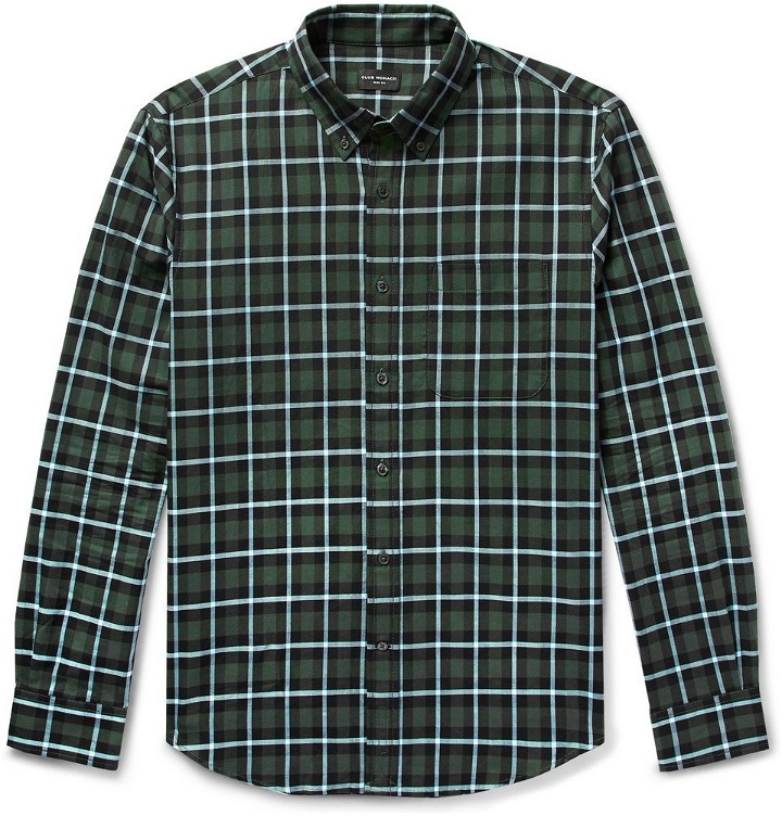 Photo: Club Monaco - Slim-Fit Button-Down Collar Checked Cotton Shirt - Green