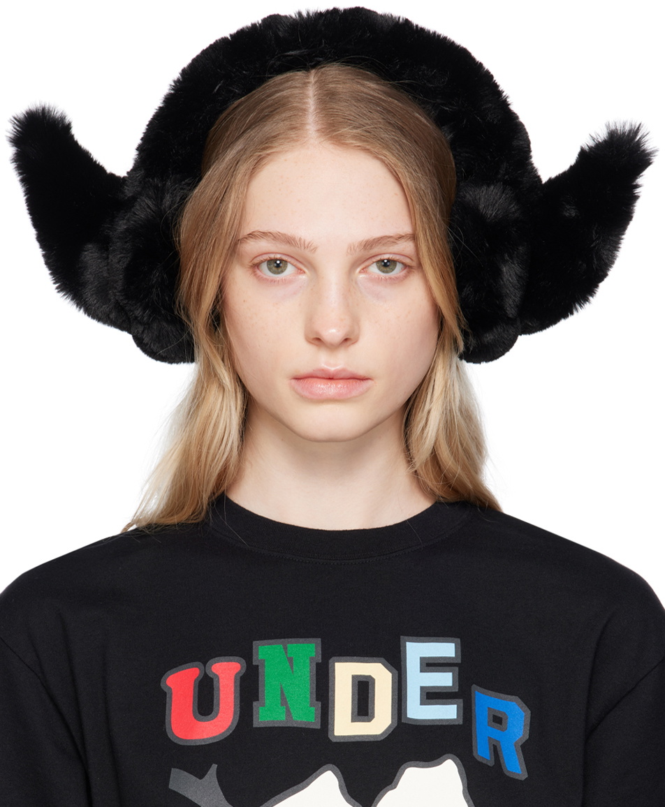 UNDERCOVER Black Shag Ear Warmers Undercover