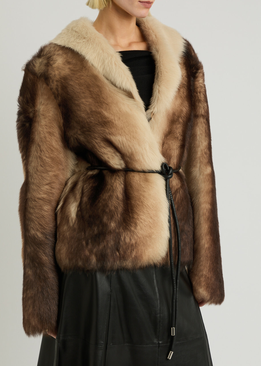 Arma Dina Reversible Shearling and Leather Jacket Light Brown