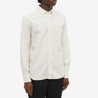 Beams Plus Men's Button Down Solid Flannel Shirt in Off White