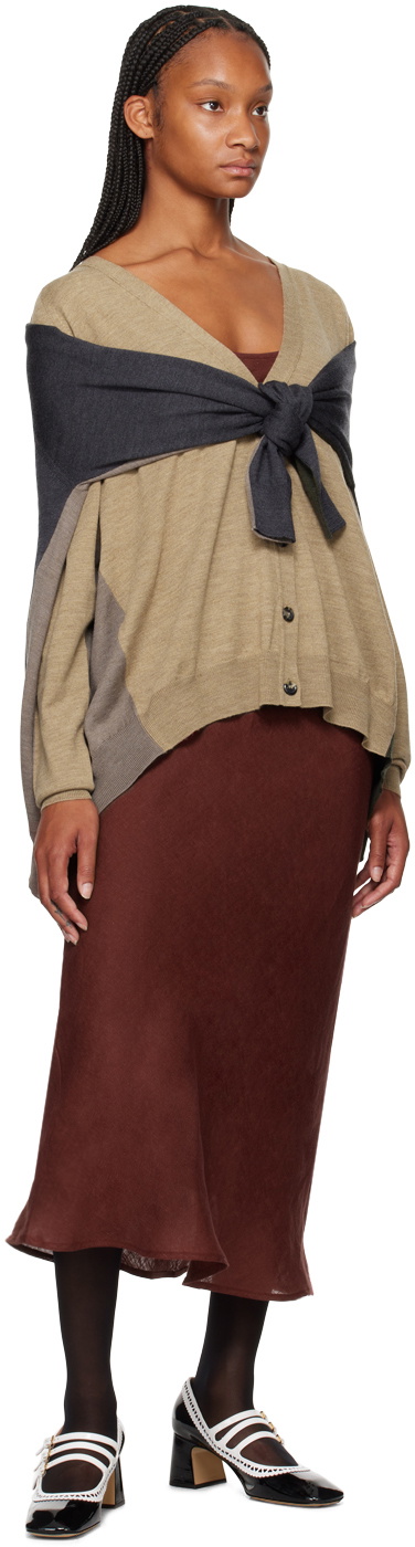 Moschino Beige & Gray Layered Cardigan
