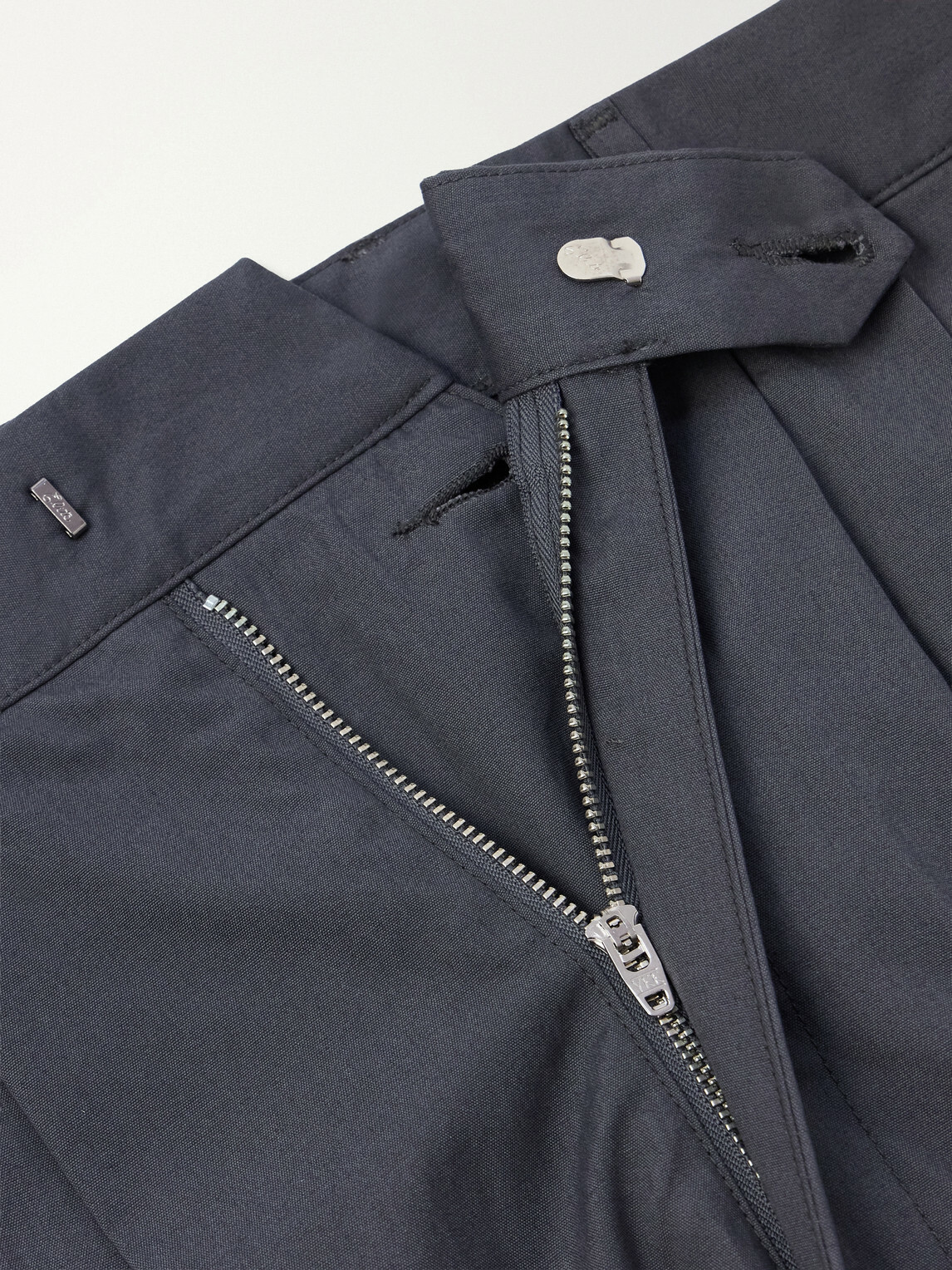 Monitaly - Wide-Leg Pleated Cotton Shorts - Gray