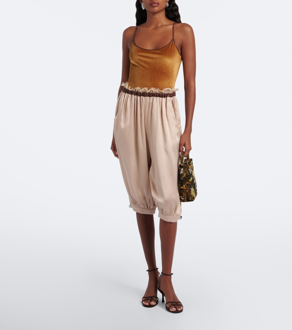 Jacques Wei Leather-trimmed capri pants