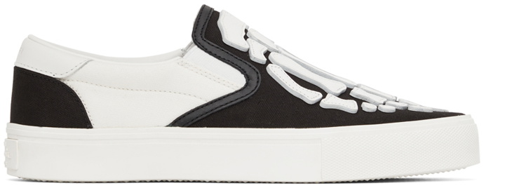 Photo: AMIRI Black & White Skel Toe Slip-On Sneakers