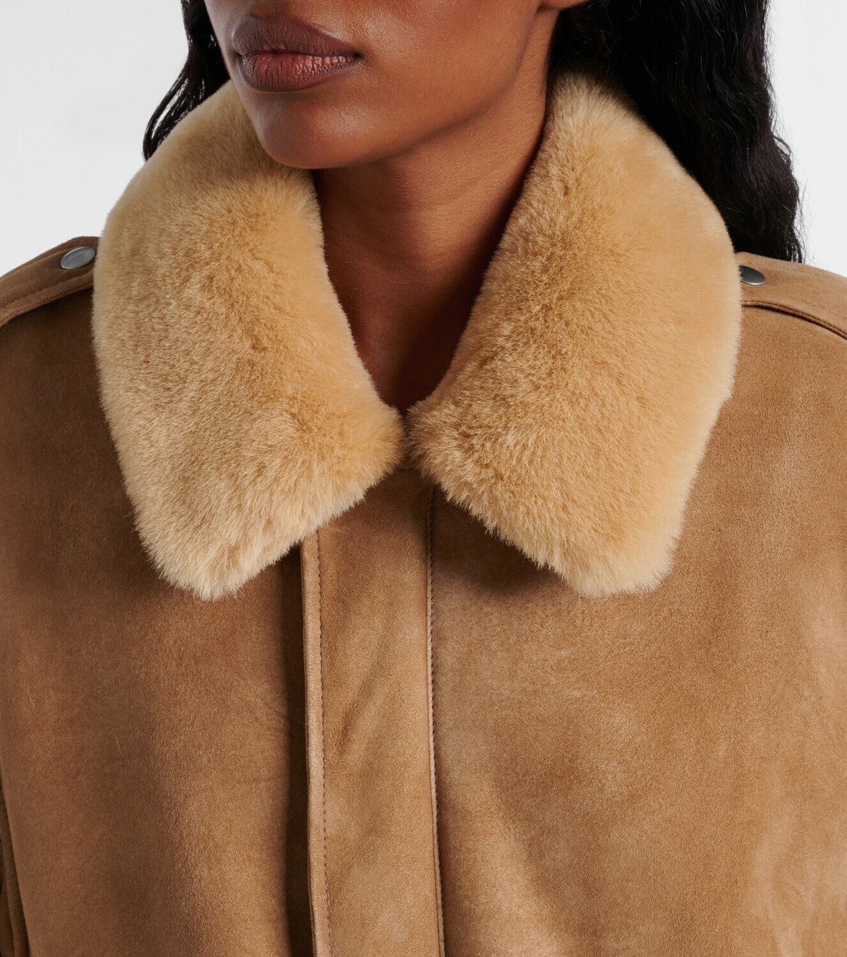 Prada Shearling-trimmed suede jacket