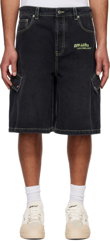 Photo: Off-White Black Safari Cargo Denim Shorts